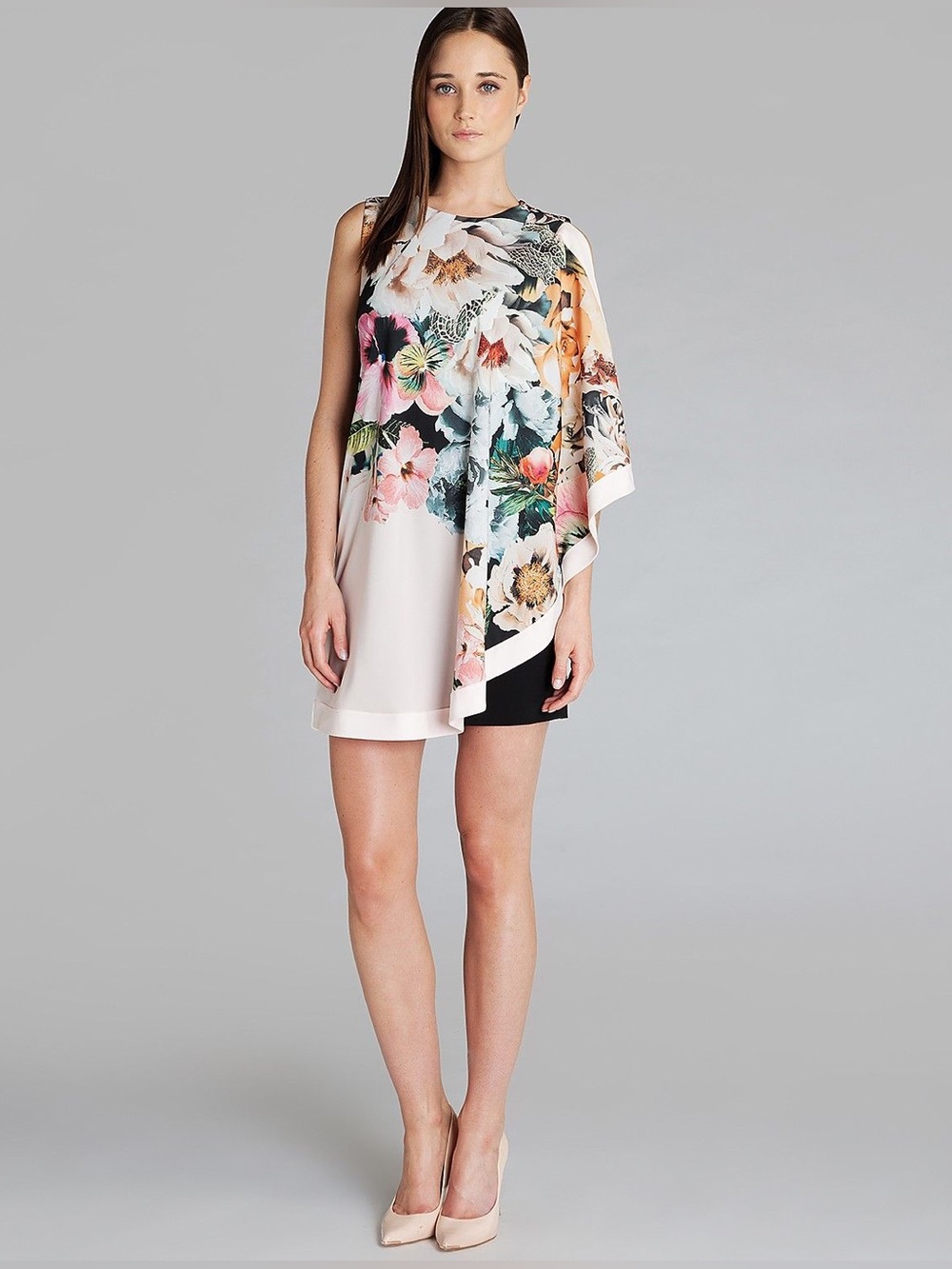 Ted Baker London Tazzmyn Floral Tunic Black Cream Drape Size 2  (Ted Size 0)